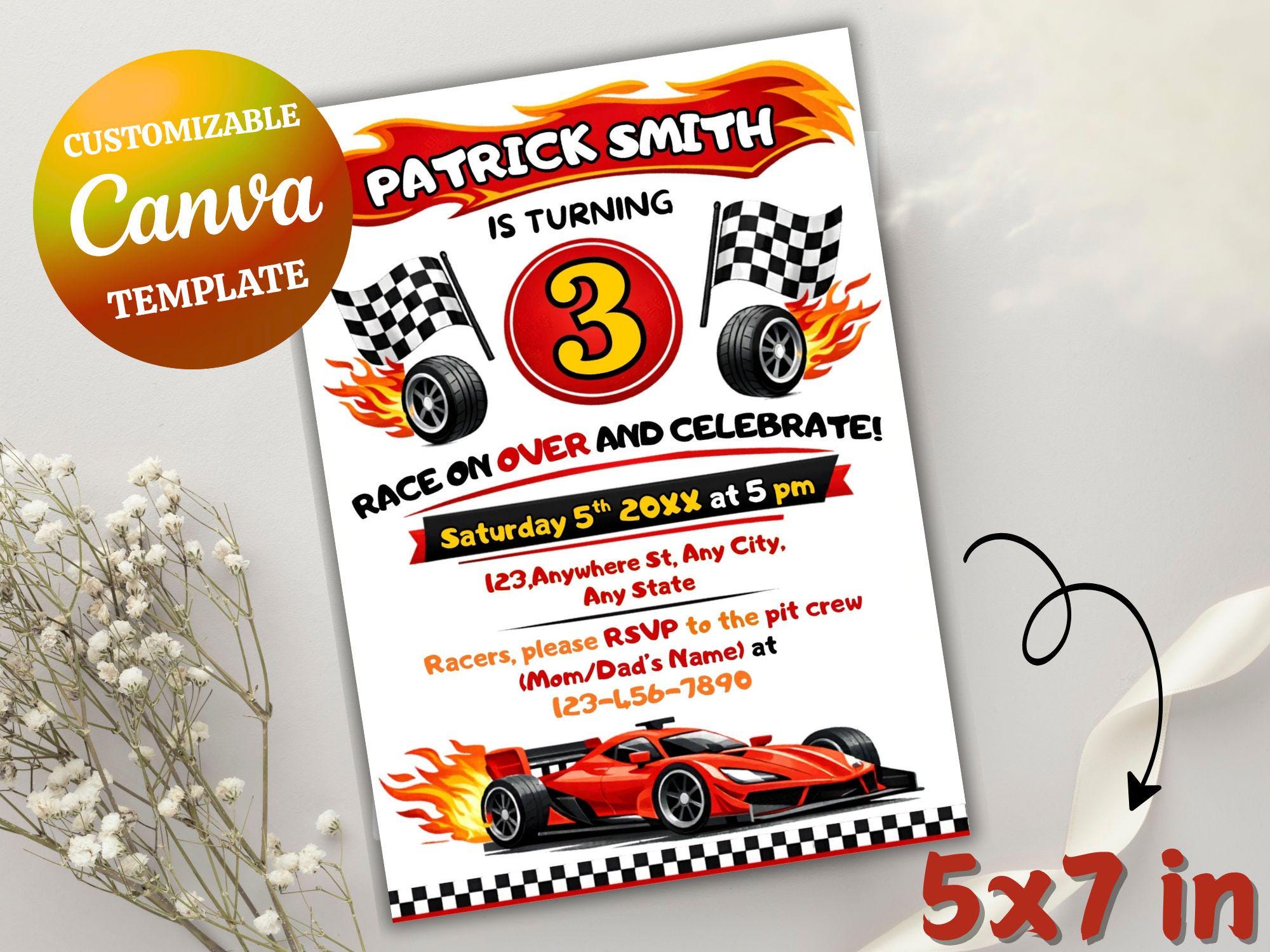 Editable Race Car Birthday Invitation: Ferrari, Lambo Theme (digital ...