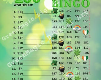 St. Patrick’s Day Bingo Board | 200.00 Prize Digital Download | Lucky Shamrock Bingo