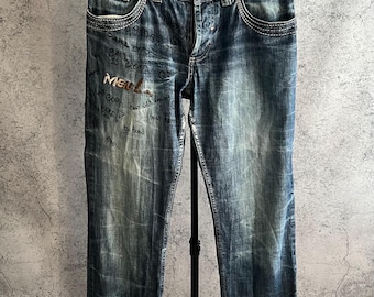 Jeans vintage Y2K con pantaloni in denim ricamati, stile anni 2000