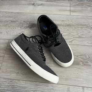 Polo Ralph Lauren Vaughn‎ Shoes Men 12D Black Canvas Lace White Pony Dress POLO RALPH LAUREN Vaughn Mens Black Leather White Pony  main image 2