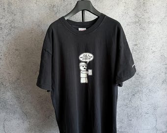 Vintage Mens T-Shirt Gamers Print Black Size L  Hanes 2000s