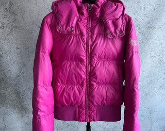 Giacca imbottita vintage Diesel Down Puffer rosa per bambini taglia L