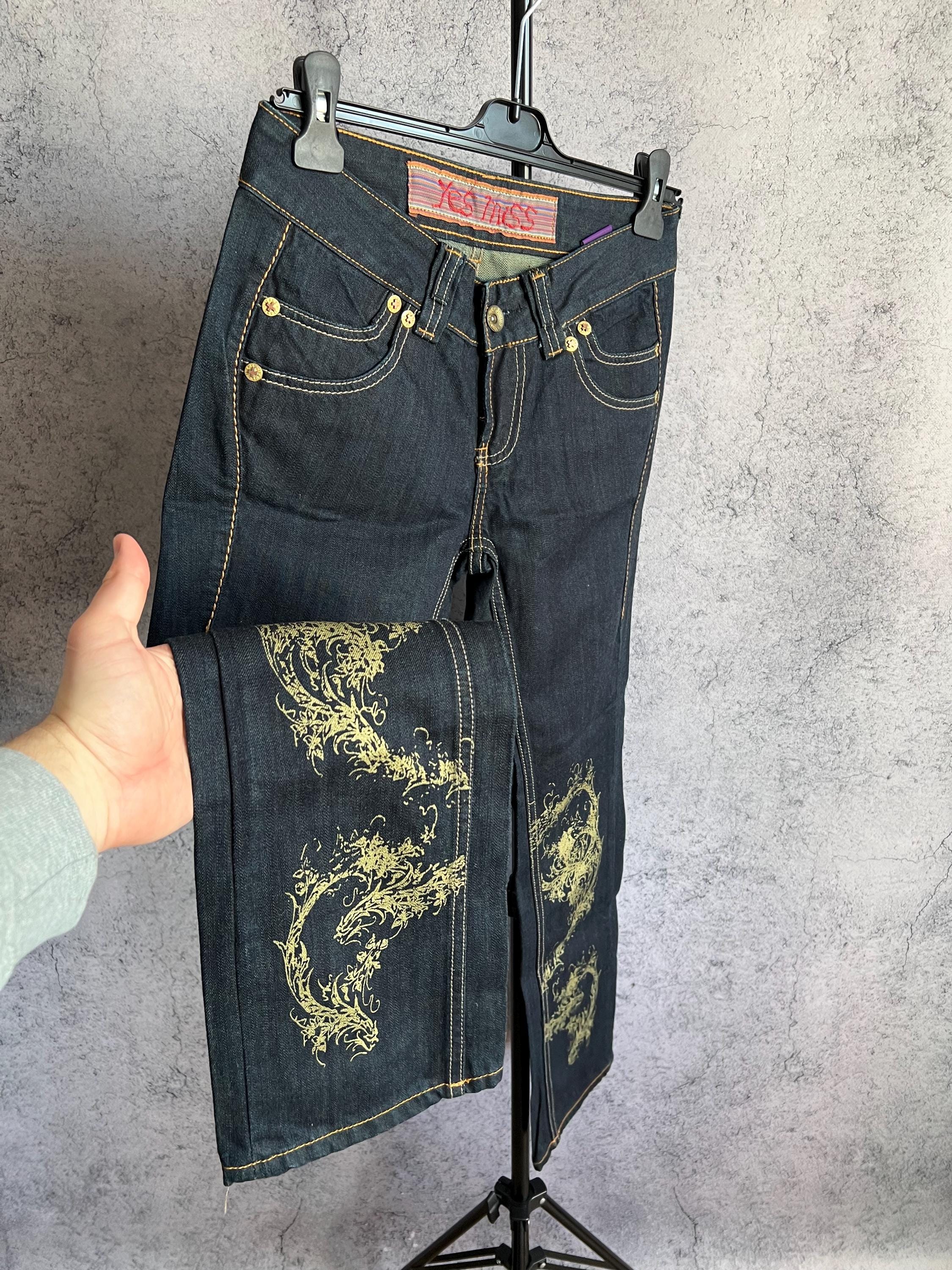 Y2K Dragon Print Jeans, Japanese Style Denim (size 28) - Etsy