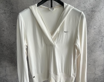 Vintage Nike Hoodie 2000s Y2K Style Weiß Casual Frauen Sz L