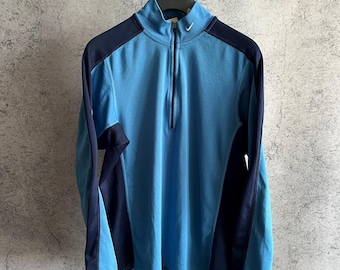 Vintage 90s Nike Longsleeve Sports Top, Blue Swoosh Logo, Made In USA