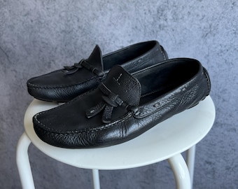 Mocasines vintage Baldinini de piel auténtica negra, sin cordones, talla 37,5 EUR