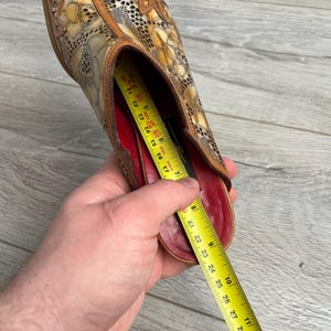 Vintage Leather Mules Floral Tooled Slip On Heels Shoes image 11