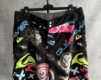 Pantaloncini da bagno stampati Quiksilver, stile surf anni 2000, taglia 34