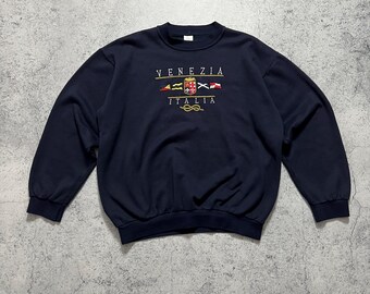 Vintage 90s Sweatshirt Venezia Italia Embroidered Logo