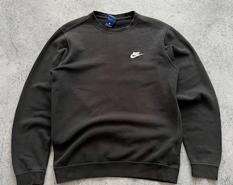 Sudadera Nike para hombre, negra, con logo Swoosh bordado, estilo deportivo Y2K, manga larga.