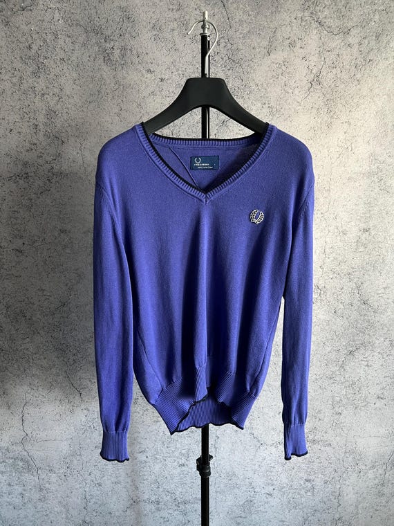 Vintage Fred Perry Knit Sweater V-neck Womens Size L - Etsy