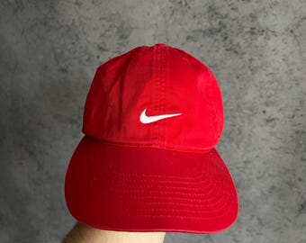 Czapka baseballowa Nike Vintage, rozmiar uniwersalny, czerwona, lata 2000., unisex, logo na środku, Swoosh