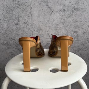 Vintage Leather Mules Floral Tooled Slip On Heels Shoes image 4