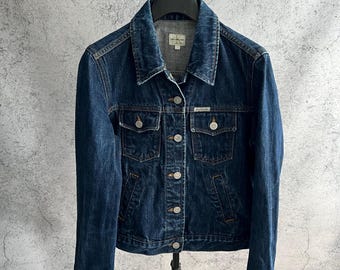 Giacca di jeans vintage Calvin Klein modello trucker, blu, taglia S
