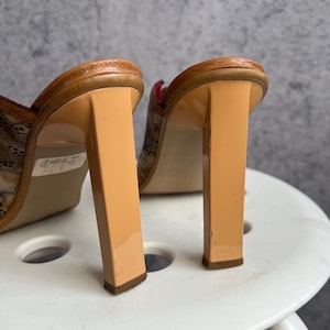 Vintage Leather Mules Floral Tooled Slip On Heels Shoes image 12