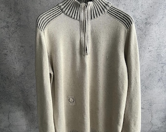 Maglione Vintage Maine Five G Y2K in stile lavato con cerniera lavorato a maglia