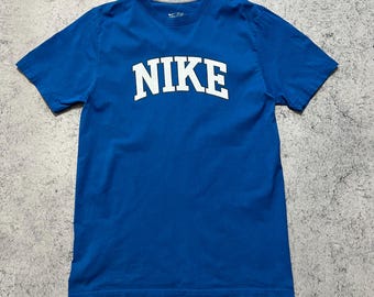 Vintage Nike T-Shirt 2000s Blau Big Logo Herren Größe M Standard Fit Casual