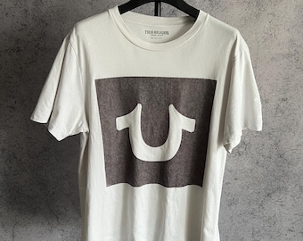 True Religion T-shirt met grote print heren, maat S, wit (€ 15,00)