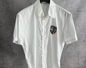 Camicia vintage Moschino Jeans a maniche corte con bottoni, bianca