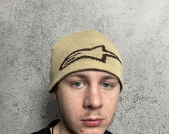 Vintage Brand New Y2K White & Black Star Graphic Beanie Hat / Hat