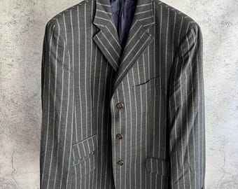 Vintage Etro Striped Blazer Classic Suit Luxury size 54