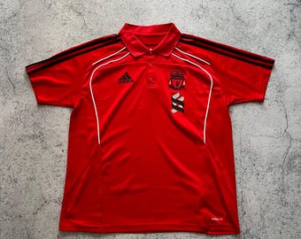 Camiseta de fútbol Adidas Liverpool 2010 para hombre, polo rojo, talla L