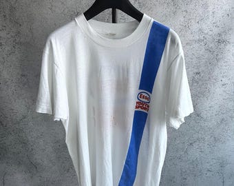 Maglietta sportiva vintage Esso Youth con stelle sullo schermo e una cucitura