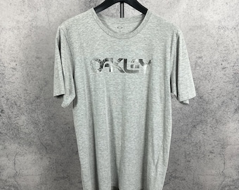 Camiseta Oakley para hombre con logotipo grande, gris, talla M