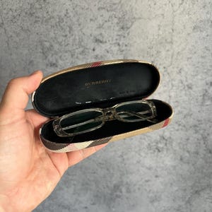 Vintage 90-tals Burberry rektangulära glasögon med rutiga glasögon för visir och läsning