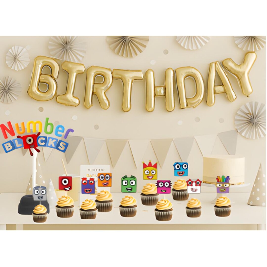 Numbers Birthday Party Topper Set – Cupcake & Centerpiece Decorations ...