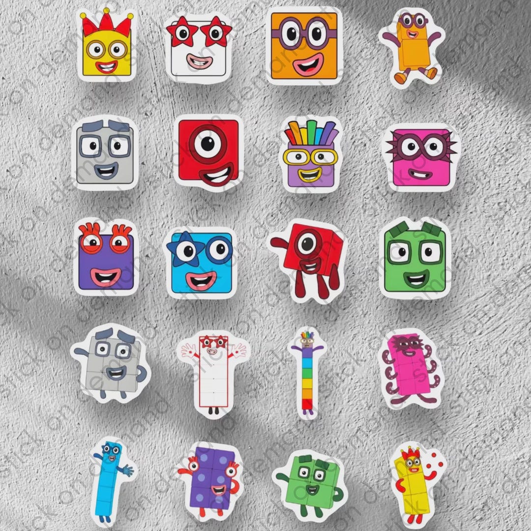 Number Blocks Stickers / Waterproof Vinyl Stickers / Memory Game ...