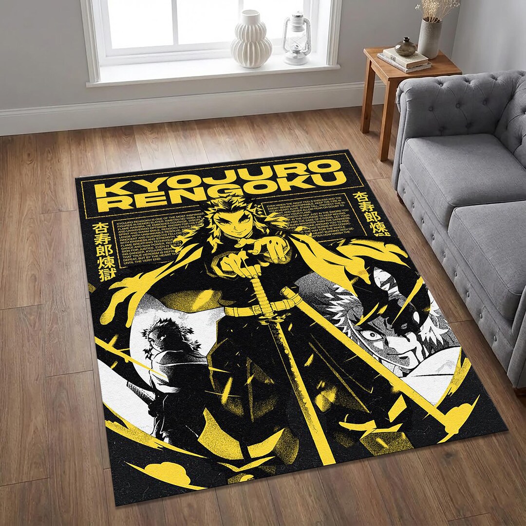 Rengoku Rug – Demon Slayer Anime Carpet, Kyojuro Flame Hashira Art ...