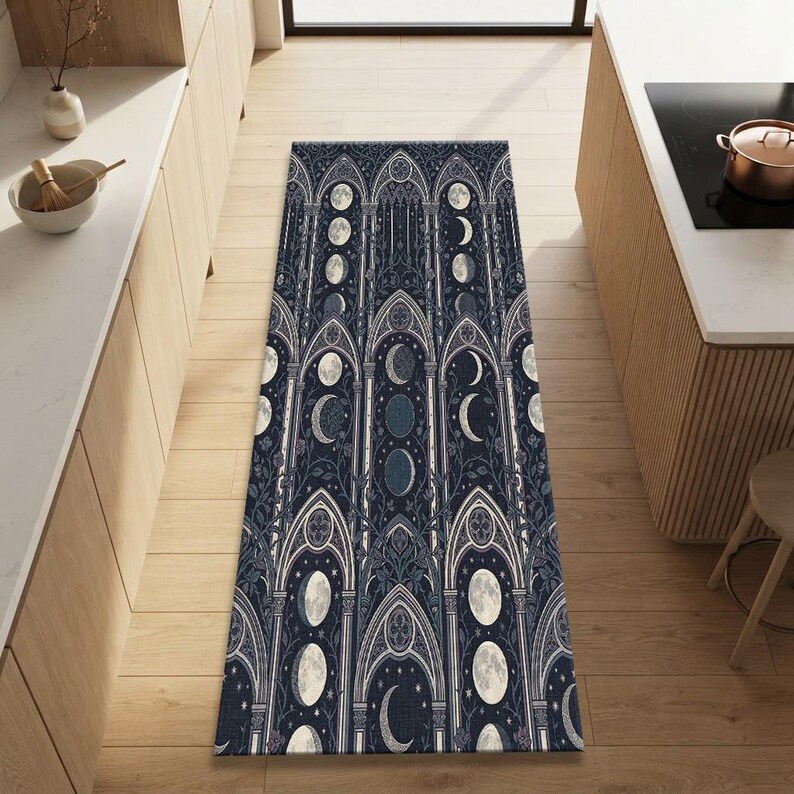 Gothic Moon Phase Arch Hallway Runner Rug |dark Academia Cathedral ...