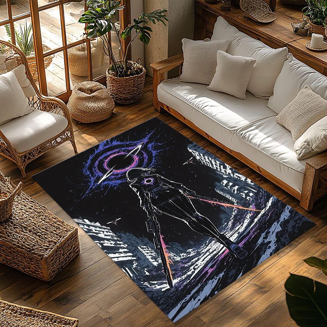 Cyber Rug Cyber City Rug, Sci-fi Art Rug, Dystopian City Rug, Futuristic Rug ...