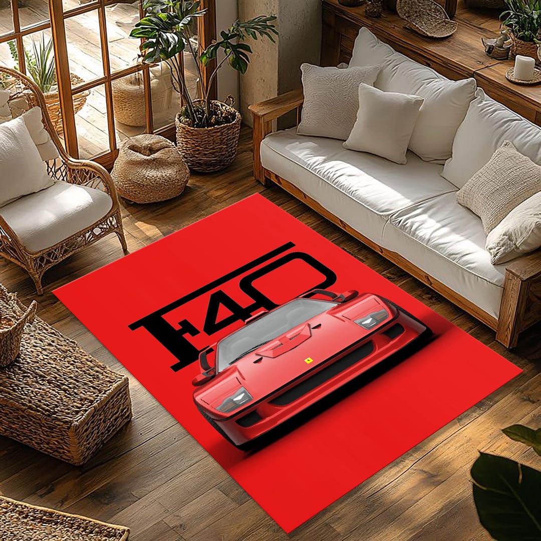 Ferrari F40 Rug, Living Room Rug, Modern Printed Rug, Aesthetic Rug ...