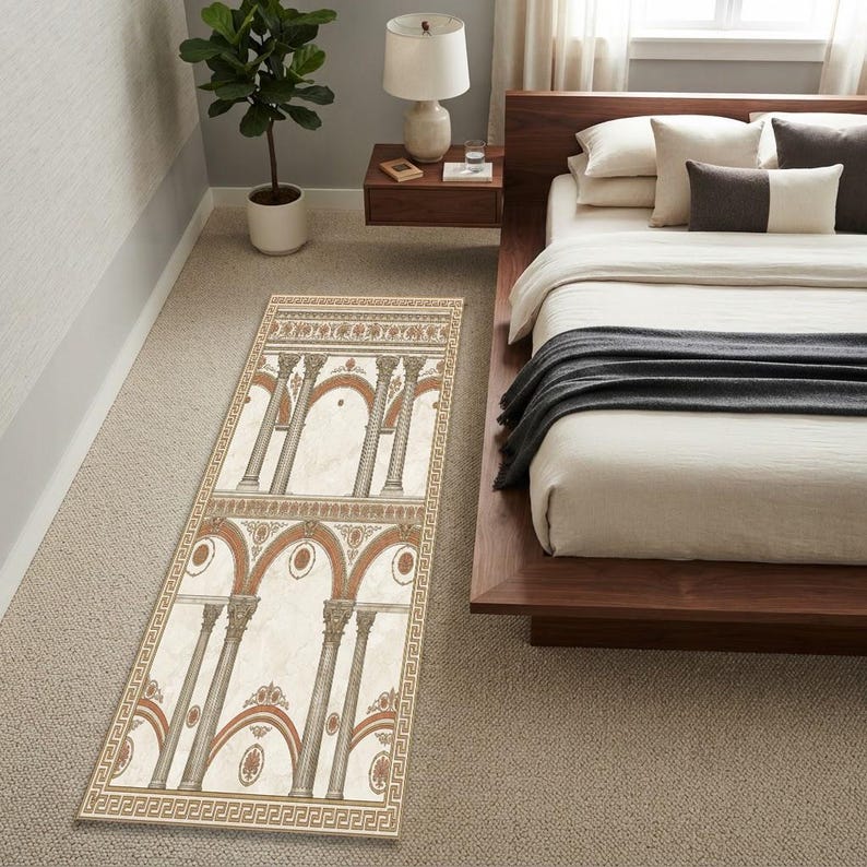 Greek Key Runner Rug | Classical Architecture Hallway Carpet | Roman ...