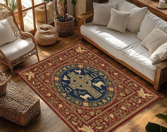 Christian Prayer Rug, Christian Prayer Mat, Cross Symbol Prayer Rug, Elegant Christian Prayer Rug, Catholic Prayer Rug, meditation mat