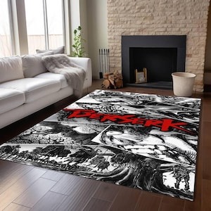 Berserk Rug, Anime Rug, Anime Lover Gift, Dorm Room Rug, Rug, Manga Poster, Custom Anime Rug, Gaming Room Rug, Manga Cover, Anime Cover