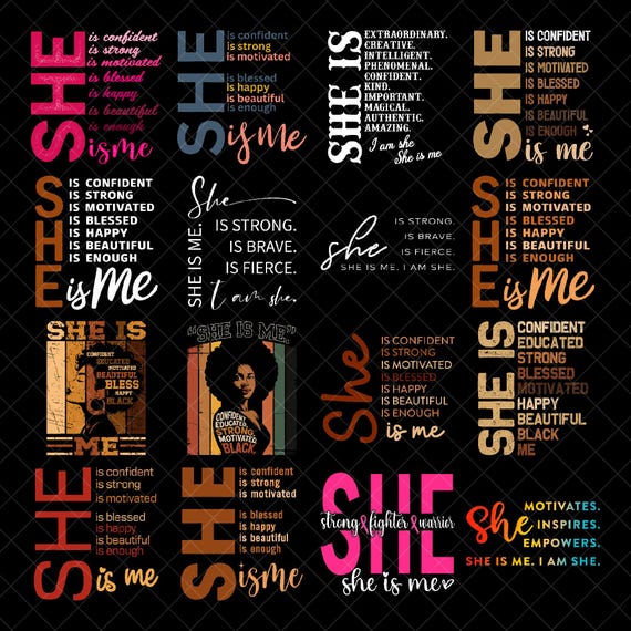She is me PNG Bundle, Woman Affirmation PNG, Women Empowerment png, Strong woman Png, Positive Quotes,She is strong Png