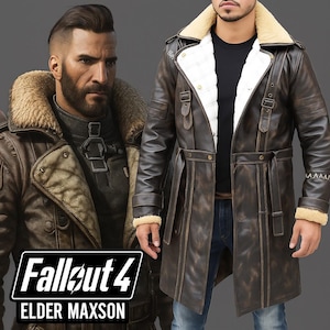 Elder Arthur Maxson Coat Cosplay Fallout 4 Costume Leather Coat