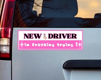 Pegatina divertida para el parachoques del nuevo conductor