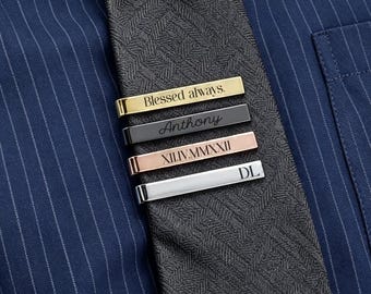 Personalized Engravable Tie Clip, Minimalist Stainless Steel Tie Bar, Tie Pin Suit Accessory, Groomsmen Wedding Gift, Husband Dad Men Gift