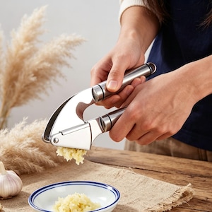 Stainless Steel Garlic Press, Kitchen Gadget for Minced Garlic, Easy Clean Mincer Tool, Practical Cooking Gift for Home Cooks & Chefs