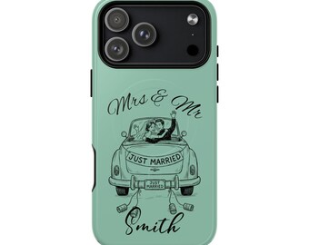 Mrs & Mr Just Married Autotelefoonhoesje | Gepersonaliseerde achternaam