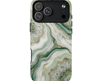 Groene agaat marmeren telefoonhoes met magneetsluiting