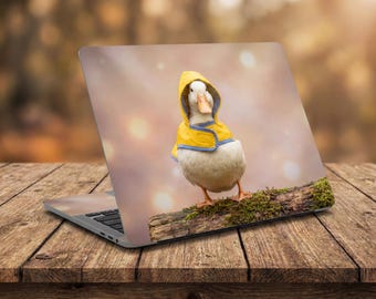 Eendengele regenjas/laptophoes, speelse waterdichte hoes voor MacBook Pro en Air