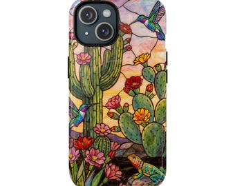 Woestijncactus Kolibries Stevige Magnetische Telefoonhoes