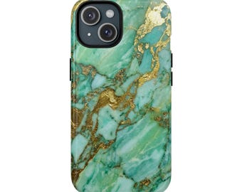 Groen marmer met gouden aderen, stevig magnetisch telefoonhoesje