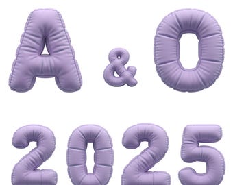 3D Kussen Alfabet Cijfers 37PNG's Zachte Ballon Letters Posters Uitnodigingen Merchandise Webdesign