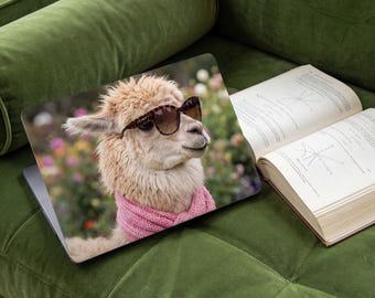 MacBook-hoes met alpaca en zonnebril, lama-portret, dierenhoes voor laptop, beschermhoes